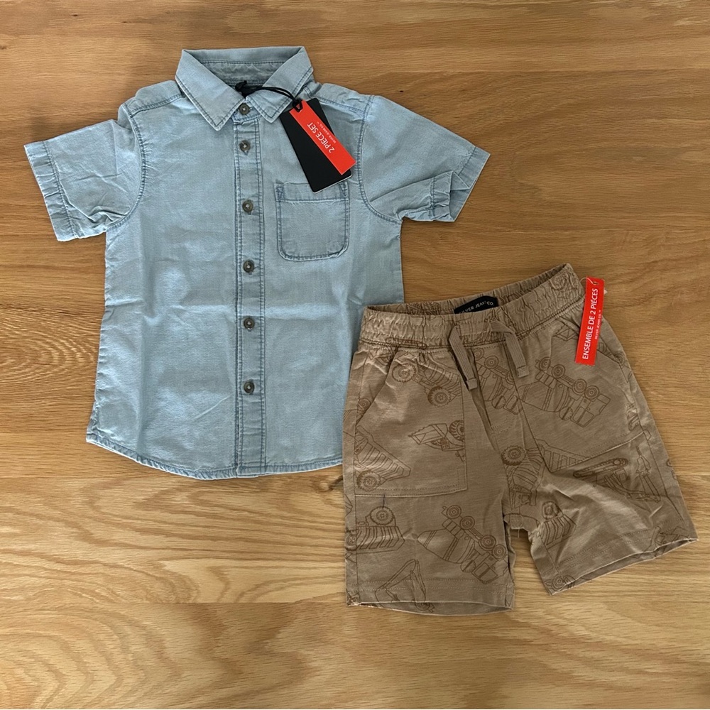 Silver Jeans Co. Little Boy's 2-Piece Chambray Shirt & Knit Shorts Set